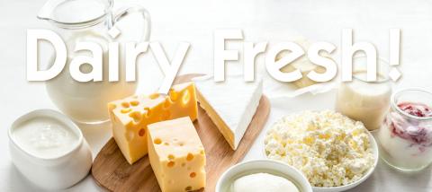 variety of fresh dairy products